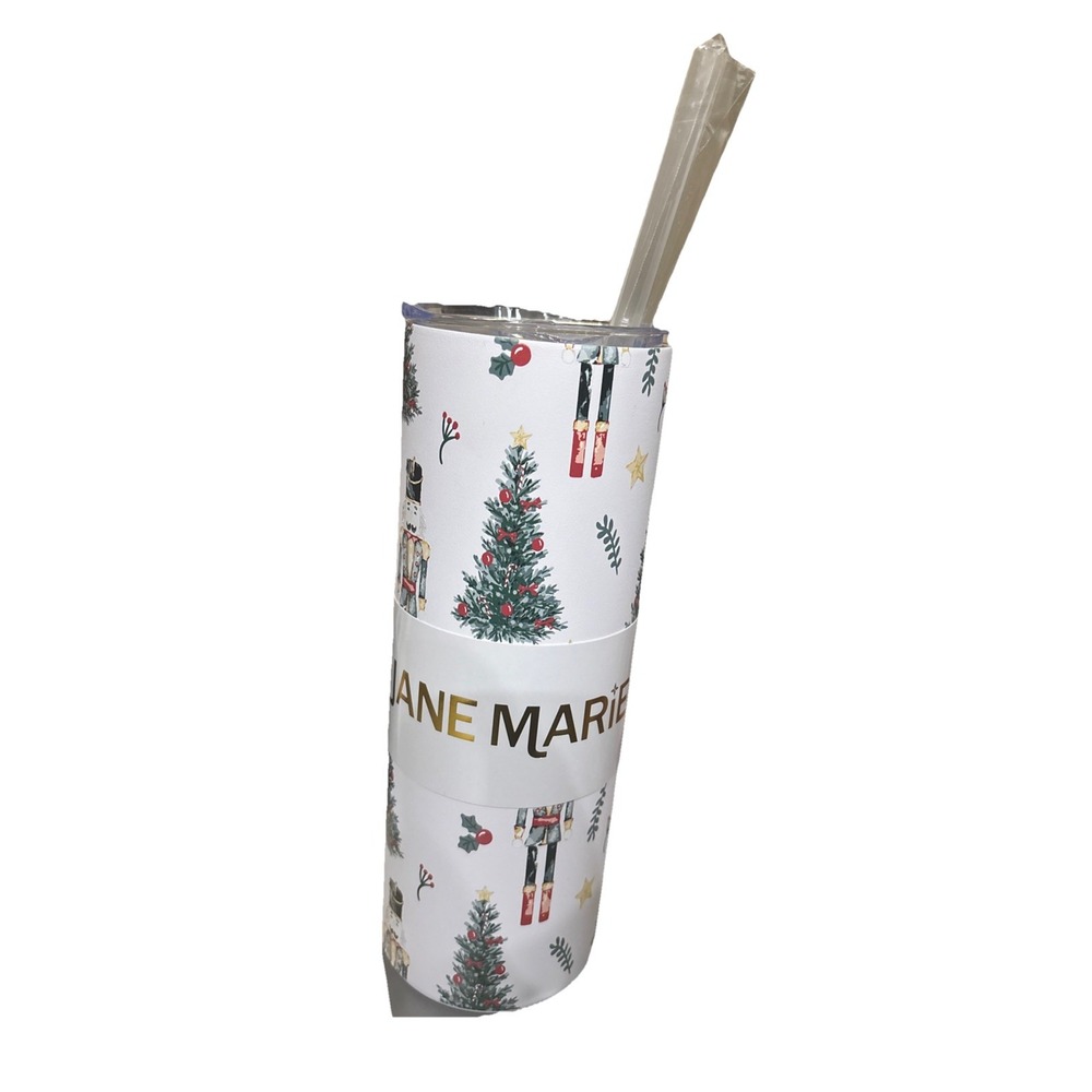 NWT Jane Marie Holiday Drinkware 20oz Skinny Tumbler With Straw
